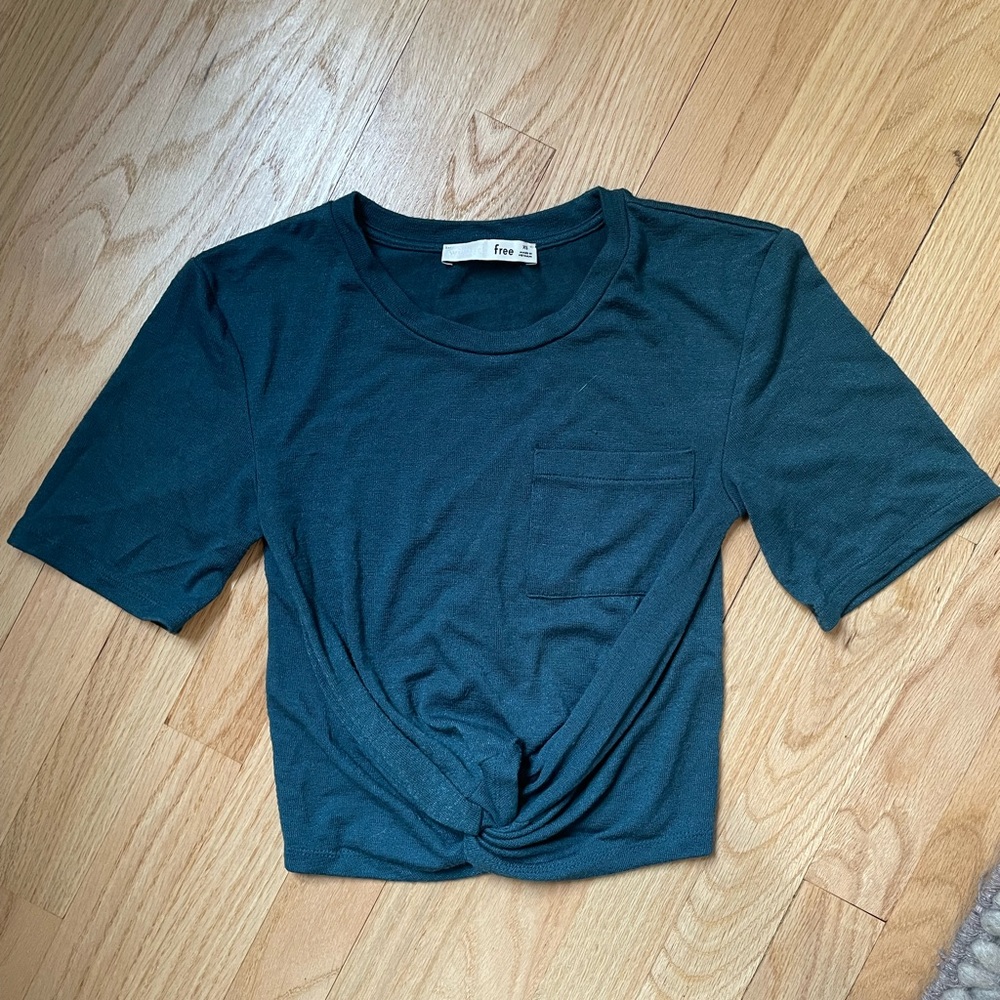 Wilfred Free SUBAH Knot Crop Top in Teal Size XS